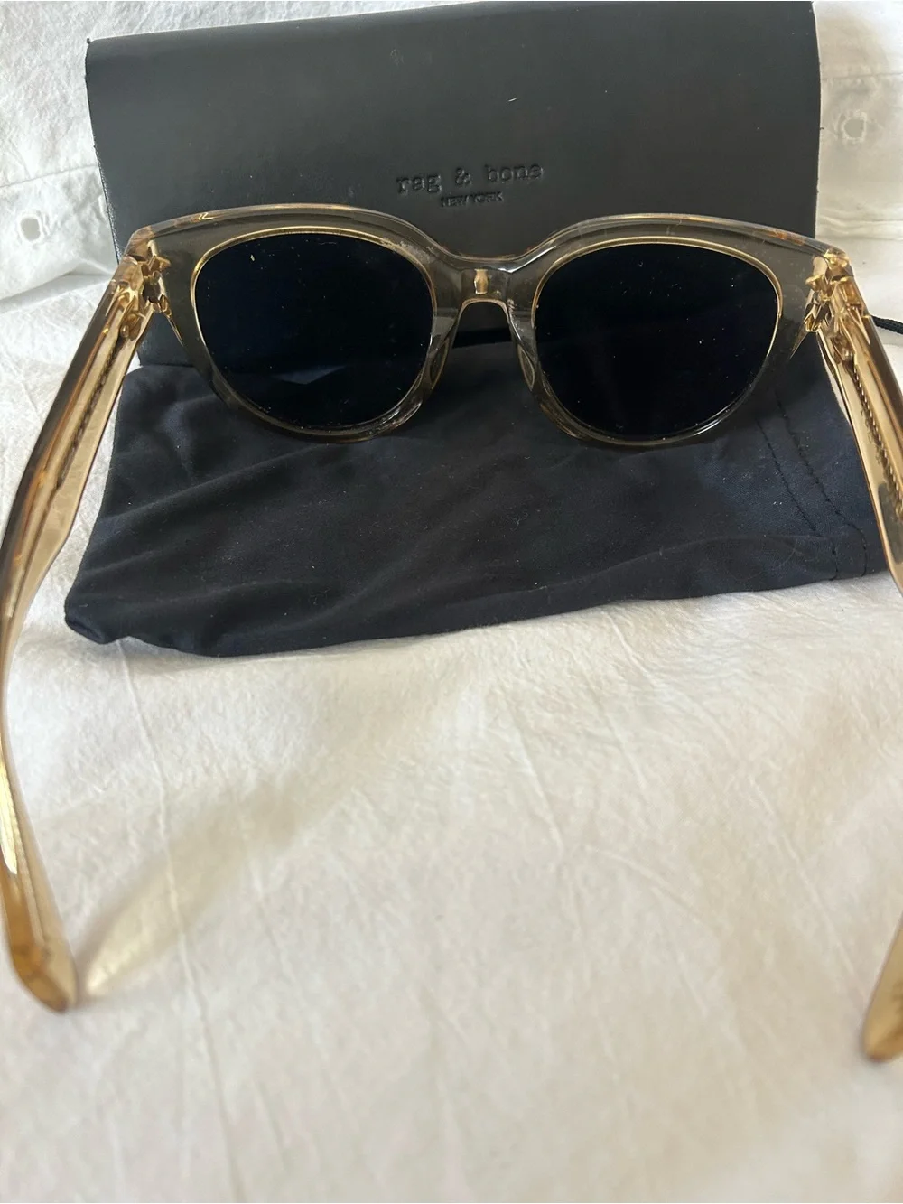 rag & bone Translucent Tan Frame Sunglasses with Black Lenses